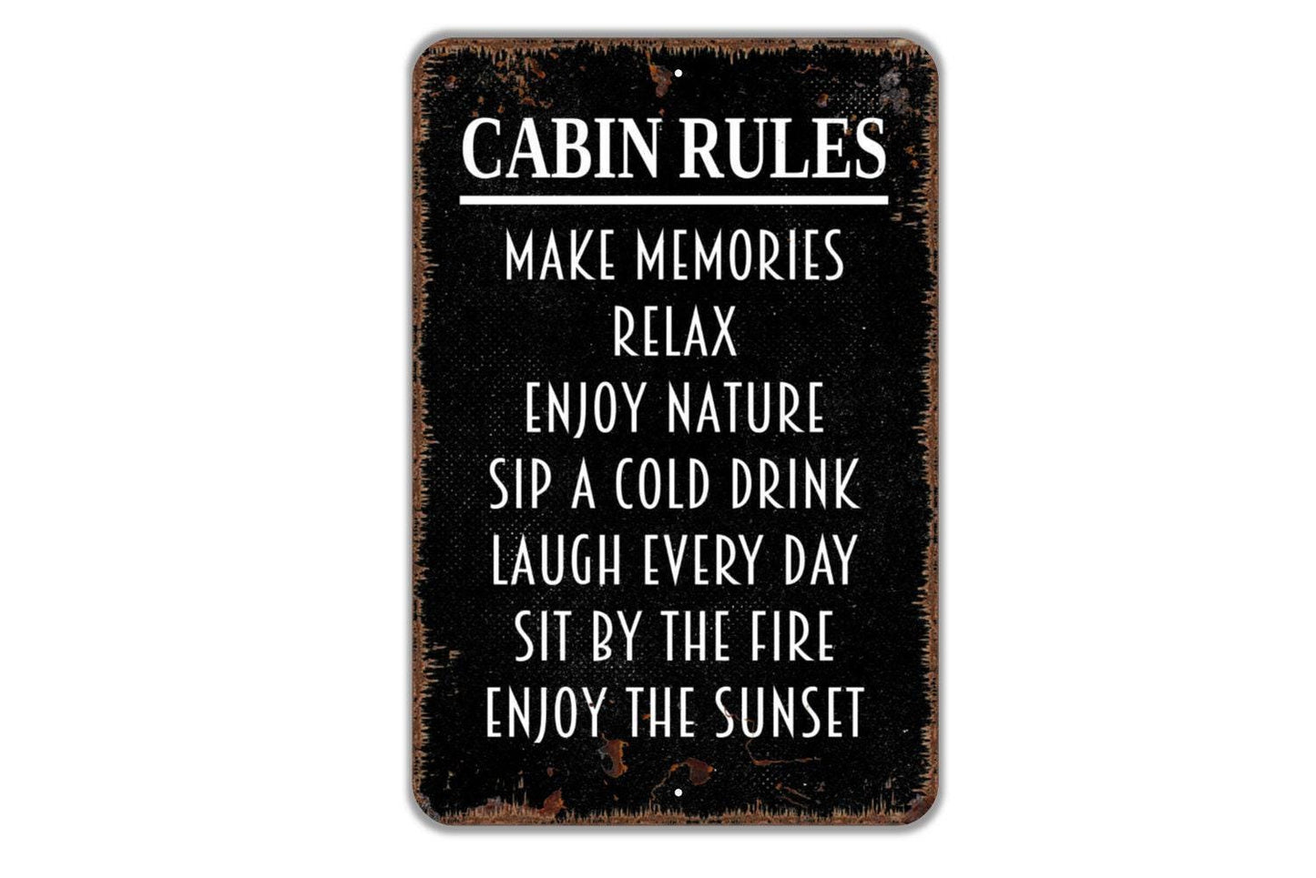 Cabin Rules Sign - Metal Indoor or Outdoor Wall Art