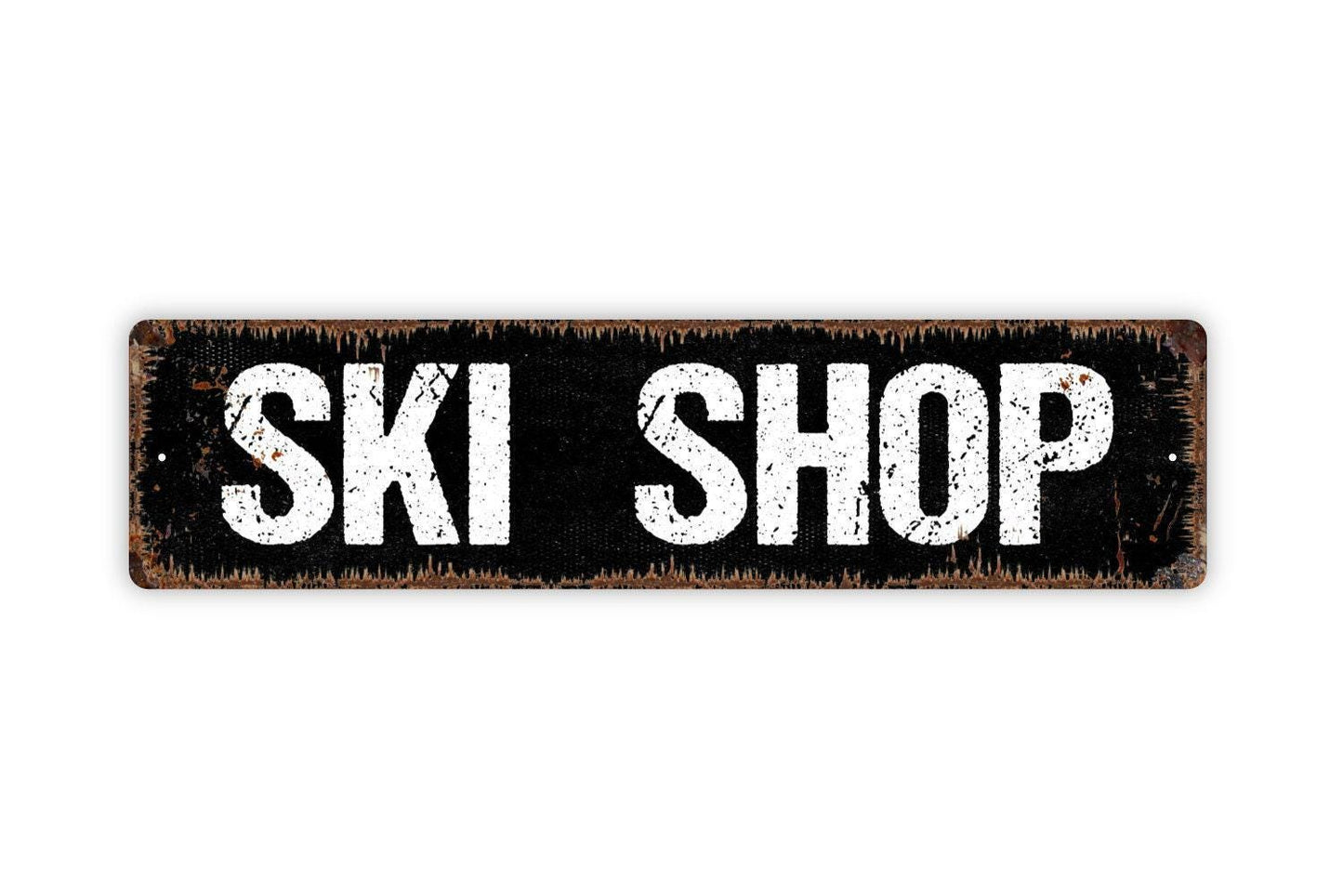 Ski Shop Sign - Skiing Slopes Snowboard Mountain Lodge Resort Vinyl Sticker Or  Street Metal Sign or Door Name Plate Plaque