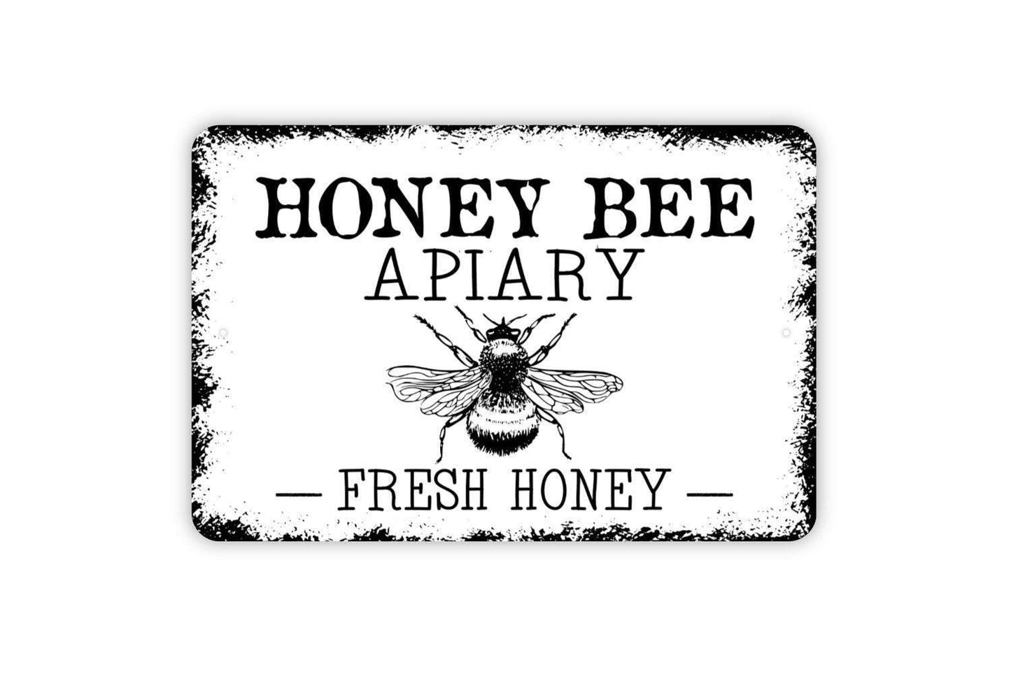 Honey Bee Apiary Fresh Honey Sign - Beekeeper Metal Indoor or Outdoor Wall Art