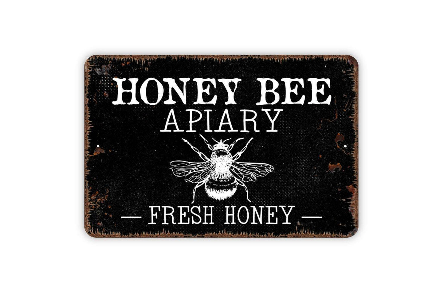 Honey Bee Apiary Fresh Honey Sign - Beekeeper Metal Indoor or Outdoor Wall Art