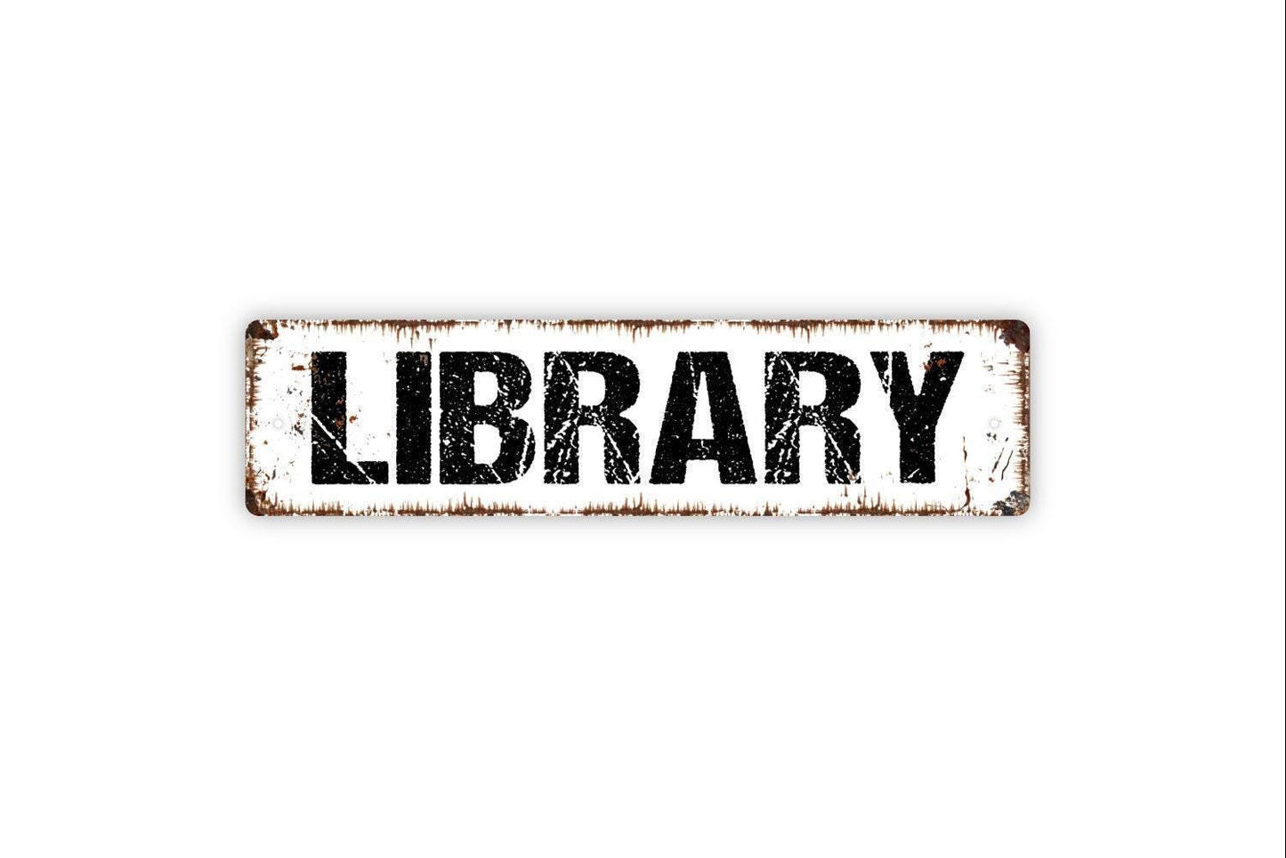 Library Sign | Rustic Reading Wall Decor | Farmhouse Study or Office Sign | Custom Metal Sign or Vinyl Sticker | Book Lover Wall Art