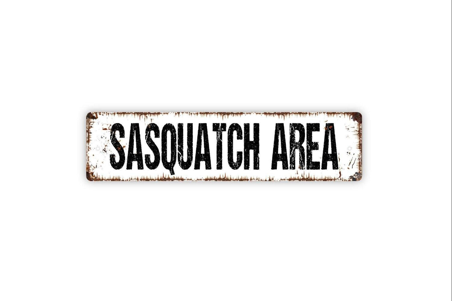Sasquatch Area Sign - Bigfoot Big Foot Crossing Beware Warning Funny Vinyl Sticker Or  Street Metal Sign or Door Name Plate Plaque