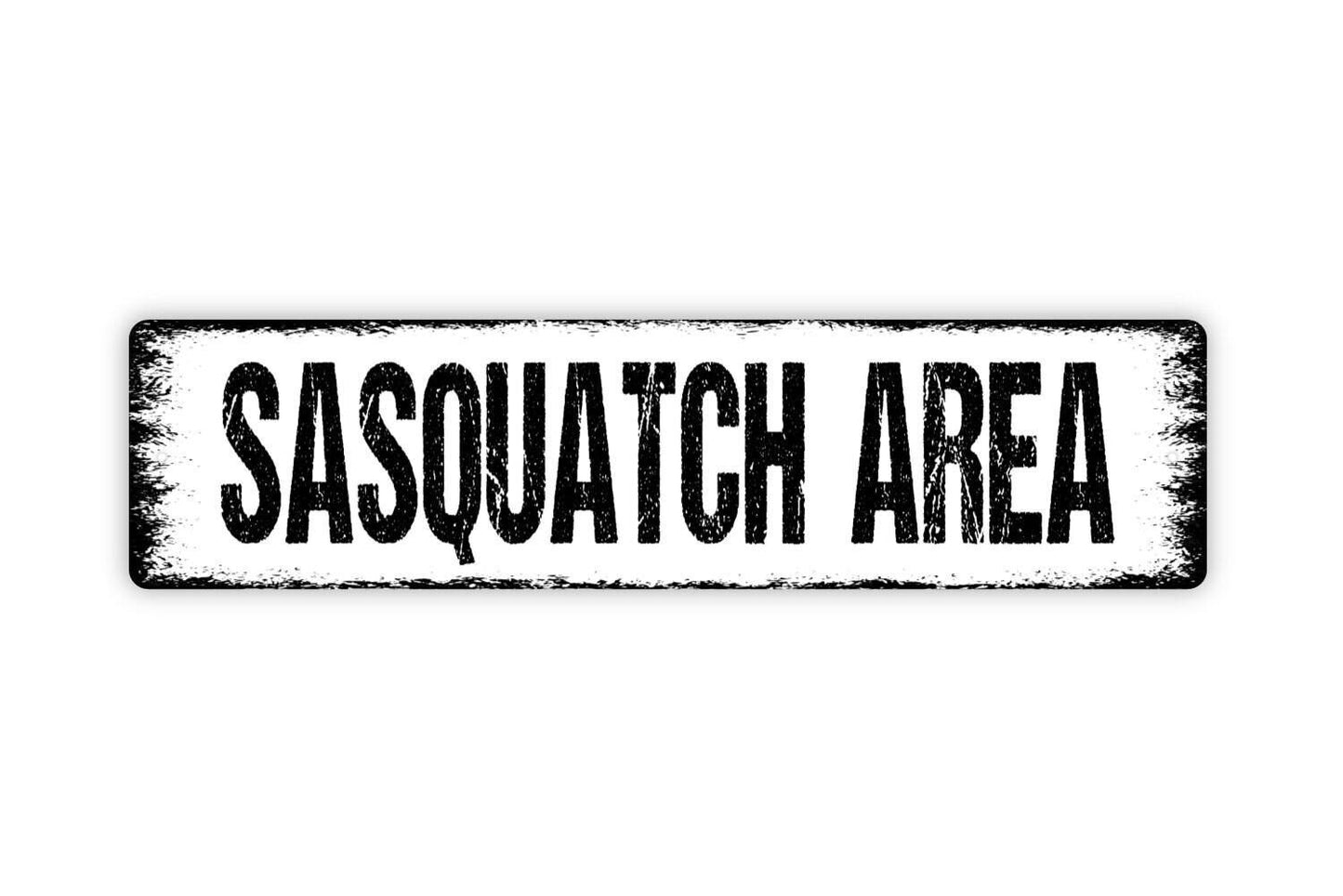 Sasquatch Area Sign - Bigfoot Big Foot Crossing Beware Warning Funny Vinyl Sticker Or  Street Metal Sign or Door Name Plate Plaque