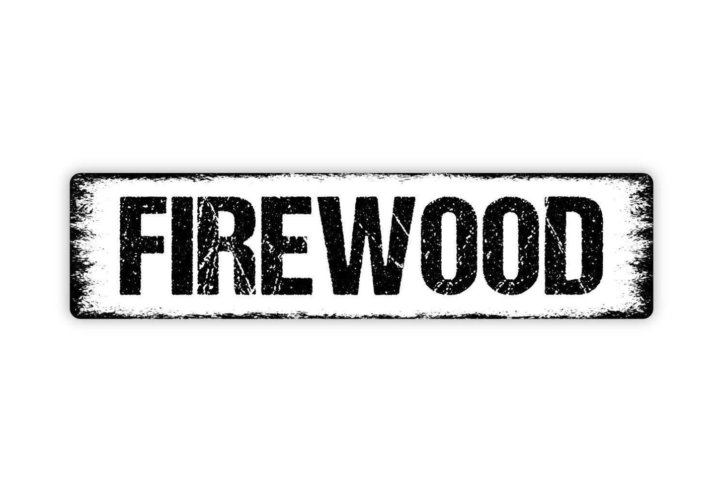 Firewood Sign - Campfire Fire Pit Camping Vinyl Sticker Or  Street Metal Sign or Door Name Plate Plaque
