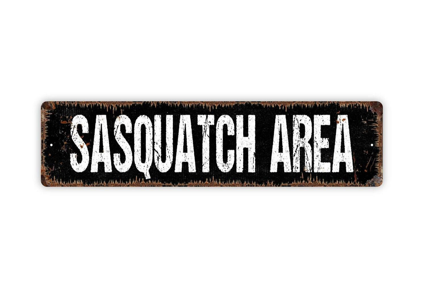 Sasquatch Area Sign - Bigfoot Big Foot Crossing Beware Warning Funny Vinyl Sticker Or  Street Metal Sign or Door Name Plate Plaque