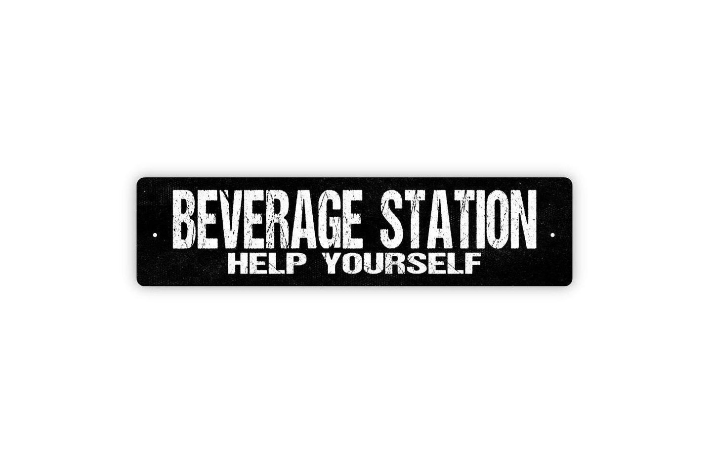 Beverage Station Help Yourself Sign - Drinks Hot Cold Soda Tea Coffee Beer Liquor Water Rustic Street Metal Sign or Door Name Plate Plaque