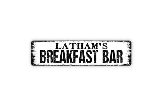 Personalized Breakfast Bar Sign - Kitchen Pantry Custom Vinyl Sticker Or  Street Metal Sign or Door Name Plate Plaque
