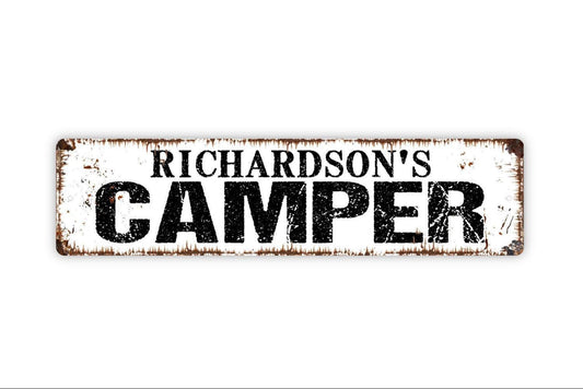 Personalized Camper Sign, Custom Metal Sign, Vinyl Sticker Or  Street Sign or Door Name Plate Plaque