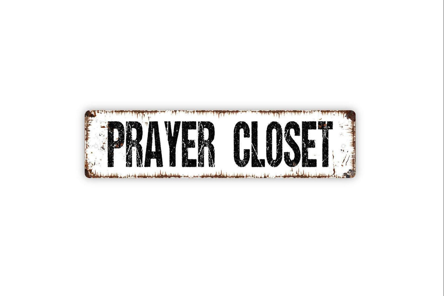 Prayer Closet Sign Metal or Vinyl Sticker | Christian Wall Decor | Faith Room Sign | Rustic Farmhouse Religious Decor | Worship Space Art