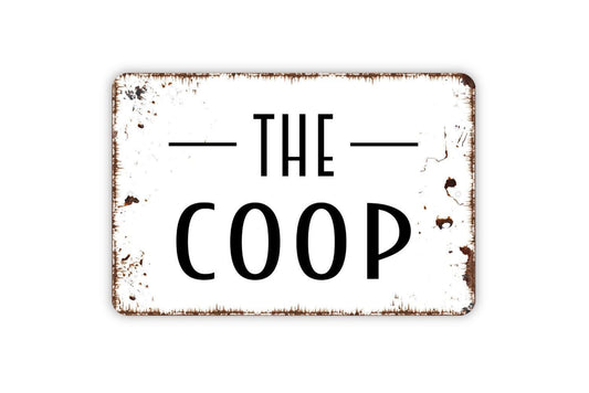 The Coop Sign - Chicken or Duck Metal Sign, Farmhouse Contemporary Modern Wall Metal Sign