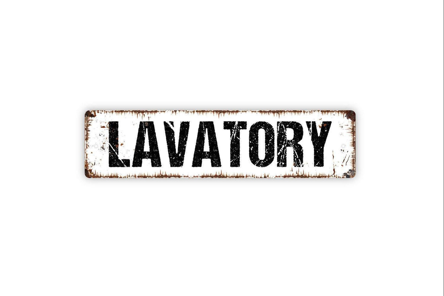 Lavatory Sign | Rustic Bathroom Wall Sign for Home, Office, or Business | Farmhouse Style Metal Sign or Vinyl Sticker Restroom Door