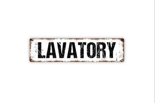 Lavatory Sign | Rustic Bathroom Wall Sign for Home, Office, or Business | Farmhouse Style Metal Sign or Vinyl Sticker Restroom Door