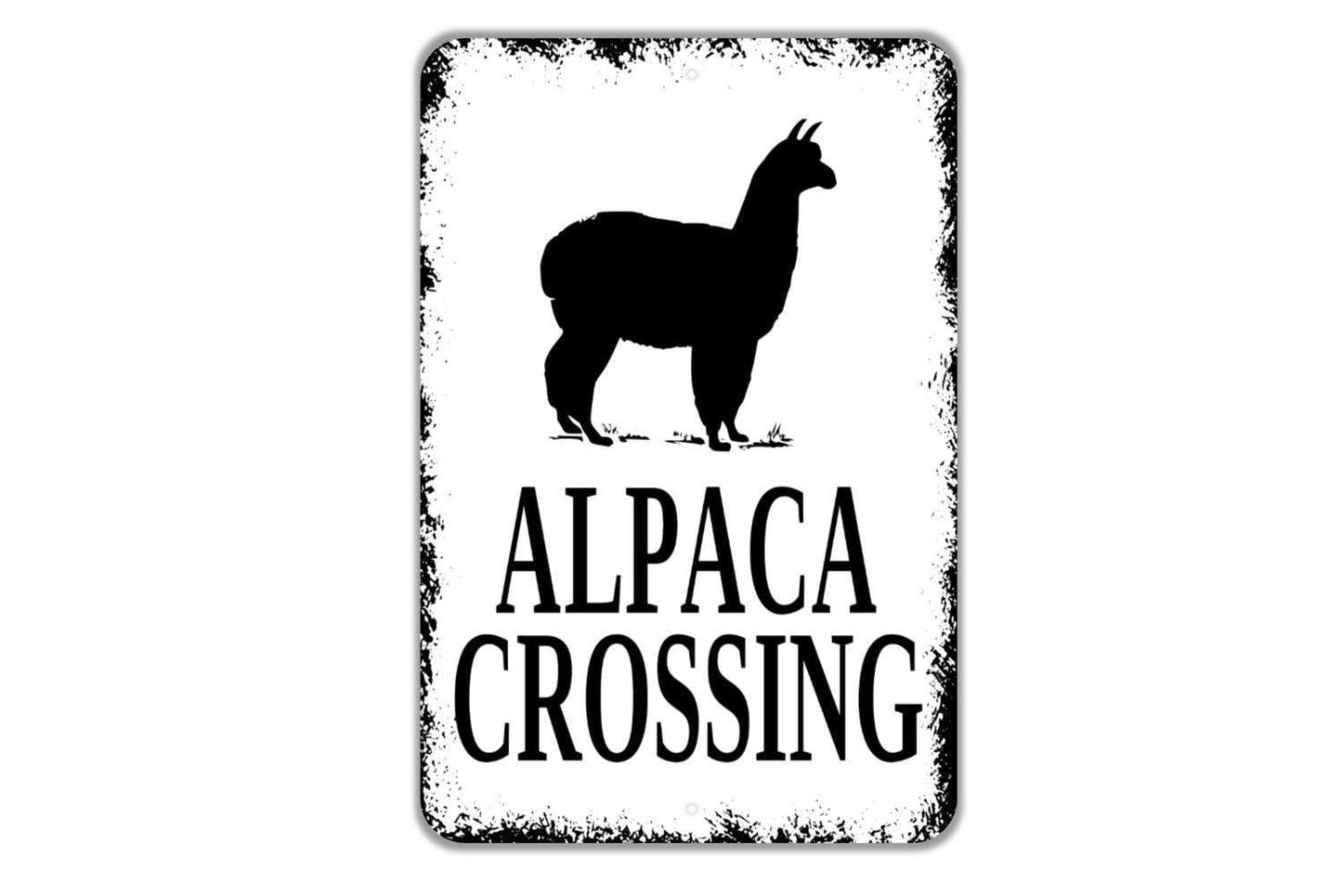 Alpaca Crossing Sign | Funny Farm Animal Yard Sign for Driveway, Barn, or Pasture | Rustic Farmhouse Metal Sign or Vinyl Sticker