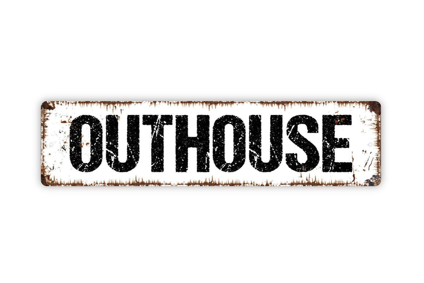 Outhouse Sign - Bathroom Restroom Vinyl Sticker Or  Metal Street Sign or Door Name Plate Plaque