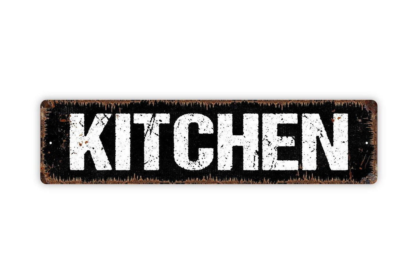 Kitchen Sign - Farmhouse Distressed Vinyl Sticker Or  Street Metal Sign or Door Name Plate Plaque
