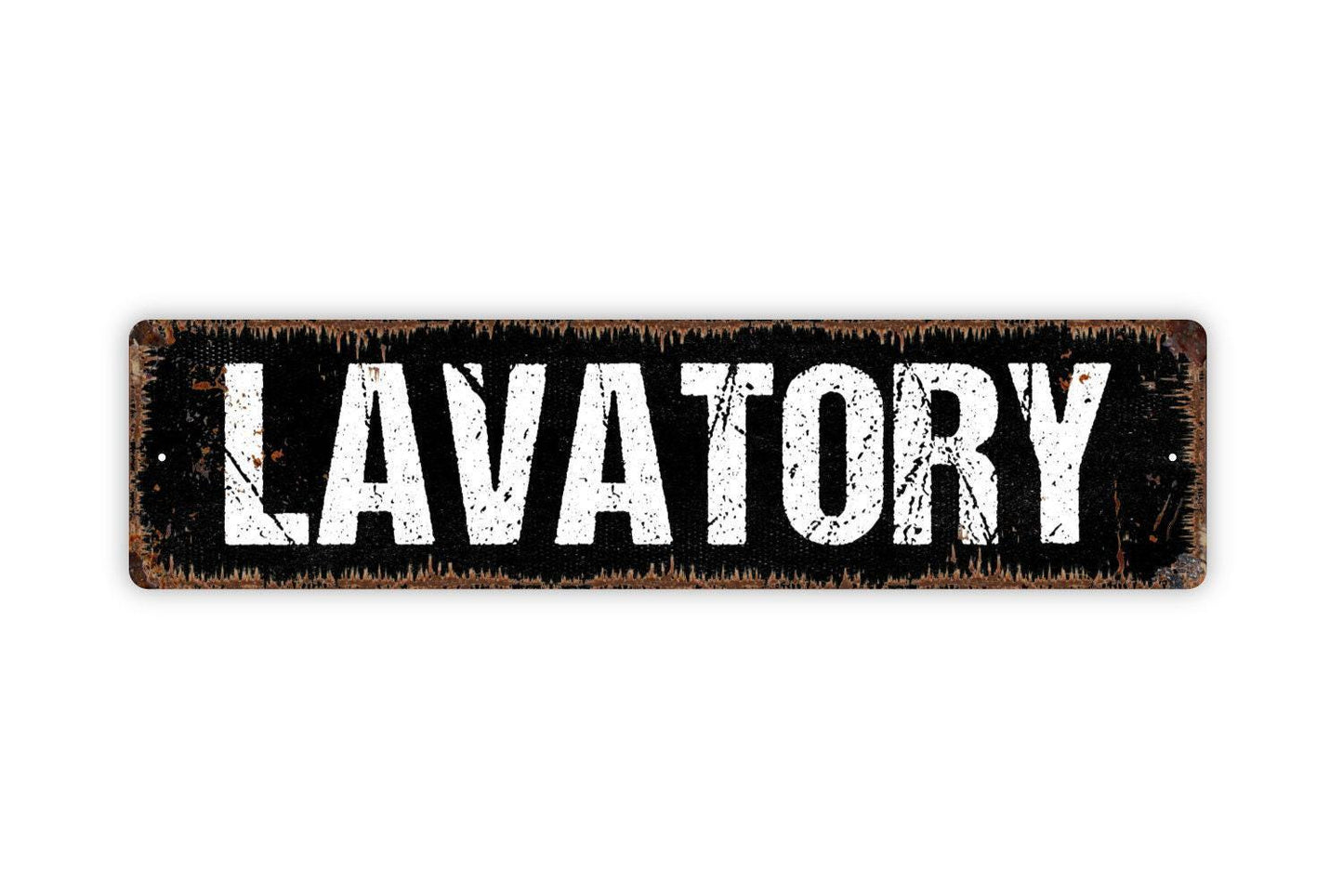 Lavatory Sign | Rustic Bathroom Wall Sign for Home, Office, or Business | Farmhouse Style Metal Sign or Vinyl Sticker Restroom Door