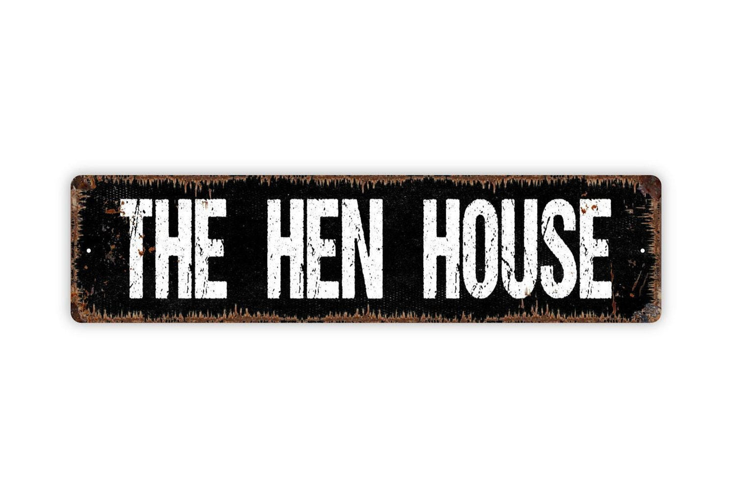 The Hen House Sign - Chicken Vinyl Sticker Or  Metal Street Sign or Door Name Plate Plaque