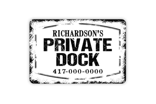 Personalized Private Dock - Custom Boat Dock No Trespassing Phone Number Owner Permission Metal Wall Art Indoor Or Outdoor