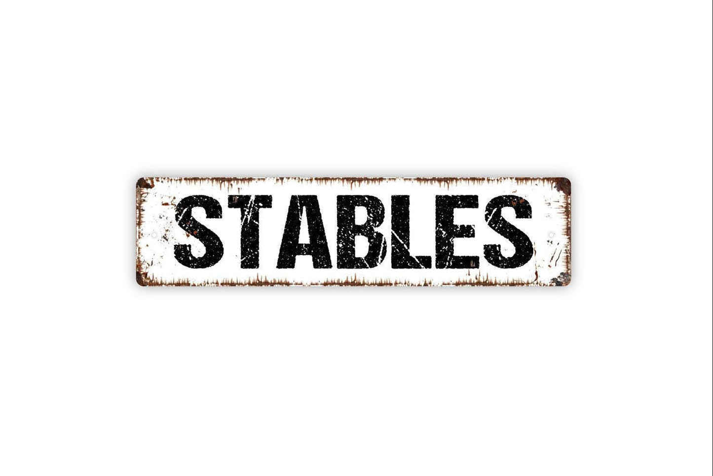 Stables Sign - Horse Corral Barn Tack Room Farm Ranch Farmhouse Vinyl Sticker Or  Street Metal Sign or Door Name Plate Plaque