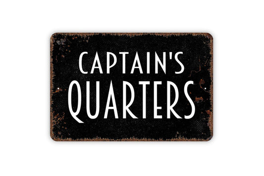 Captain’s Quarters Sign | Nautical Coastal Wall Decor | Rustic Beach House Ocean Theme Bar Cabin Sign | Metal Sign or Vinyl Sticker