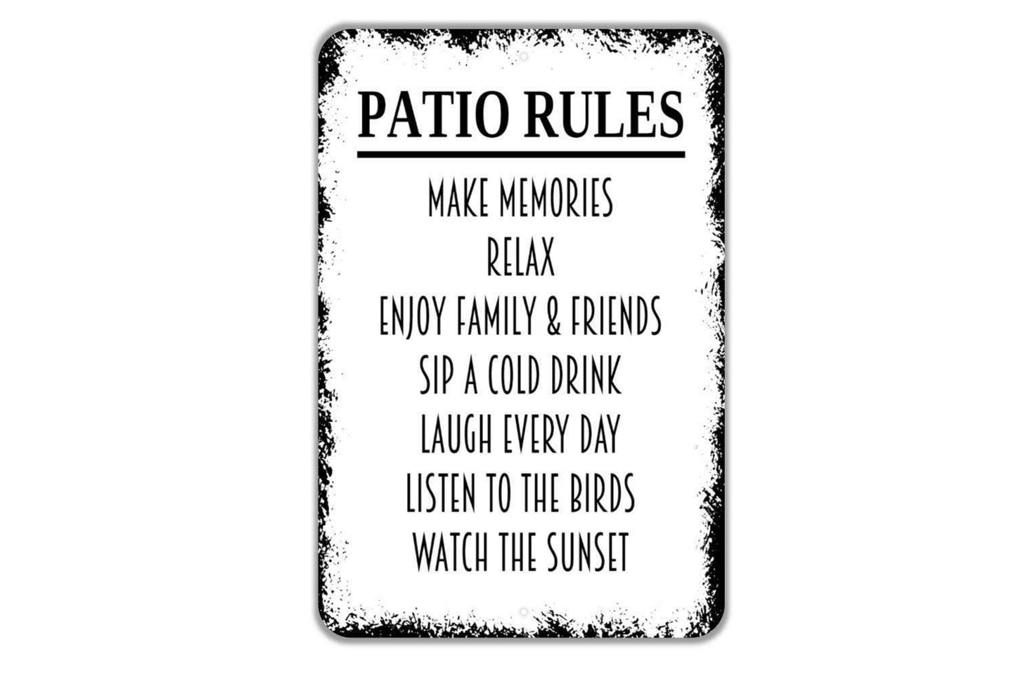 Patio Rules Sign - Make Memories With Family and Friends Metal Indoor or Outdoor Wall Art