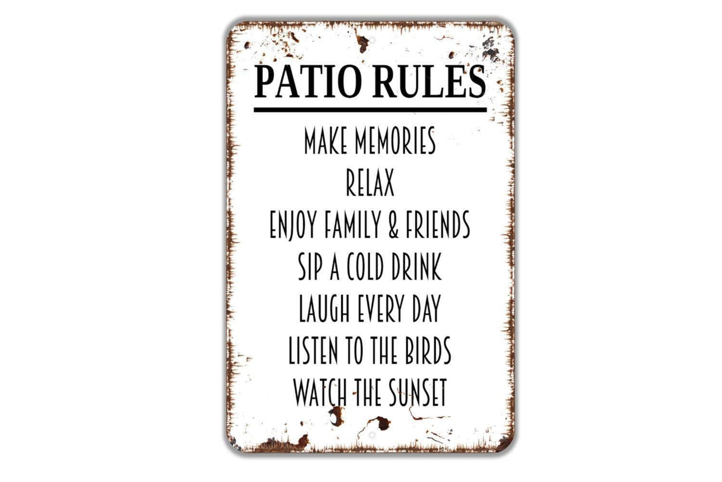 Patio Rules Sign - Make Memories With Family and Friends Metal Indoor or Outdoor Wall Art