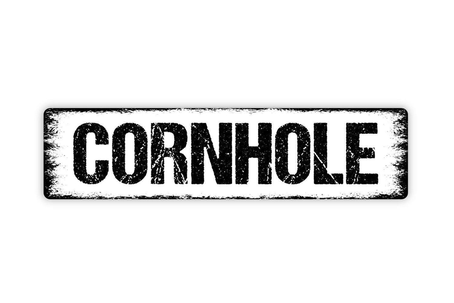 Cornhole Sign | Rustic Game Room Wall Decor | Backyard Party Sign | Custom Metal Sign or Vinyl Sticker | Farmhouse Outdoor Game Art
