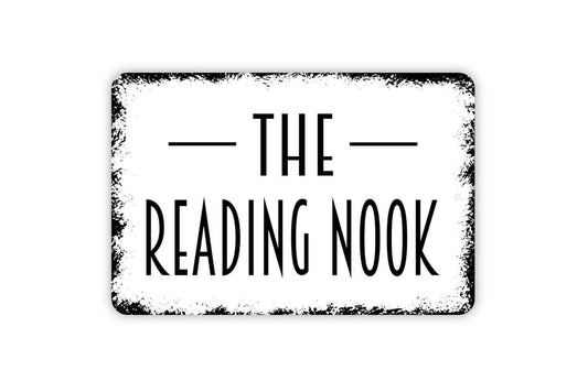 The Reading Nook Sign, Metal Sign, Farmhouse Contemporary Modern Wall Metal Sign