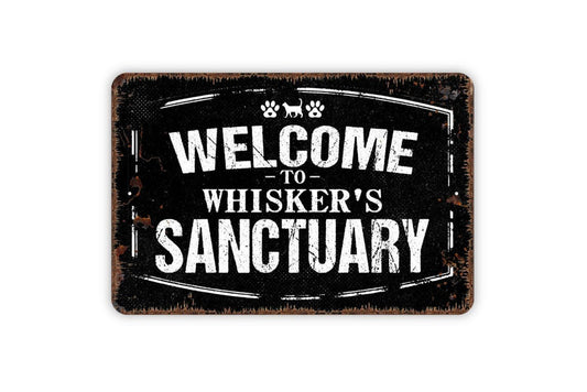 Personalized Cat Sanctuary Sign - Custom Kitty Kitten Pet Metal Wall Art Indoor Or Outdoor