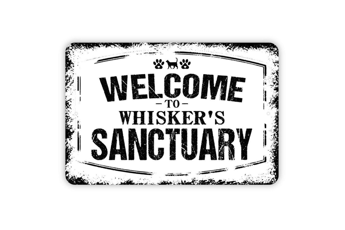 Personalized Cat Sanctuary Sign - Custom Kitty Kitten Pet Metal Wall Art Indoor Or Outdoor