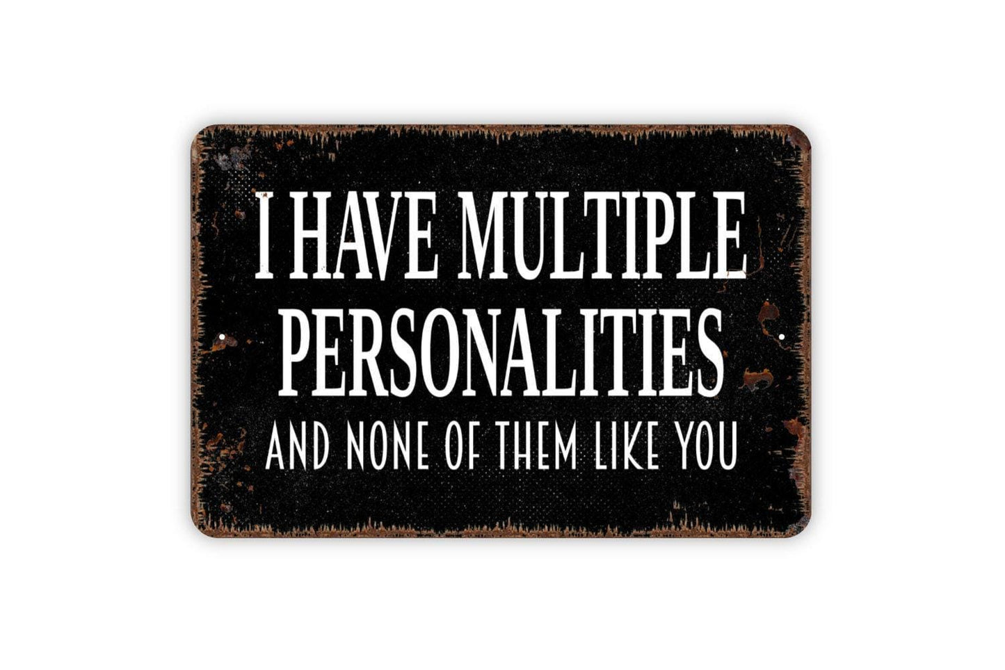 I Have Multiple Personalities And None Of Them Like You Sign - Funny Sarcasm Metal Indoor or Outdoor Wall Art