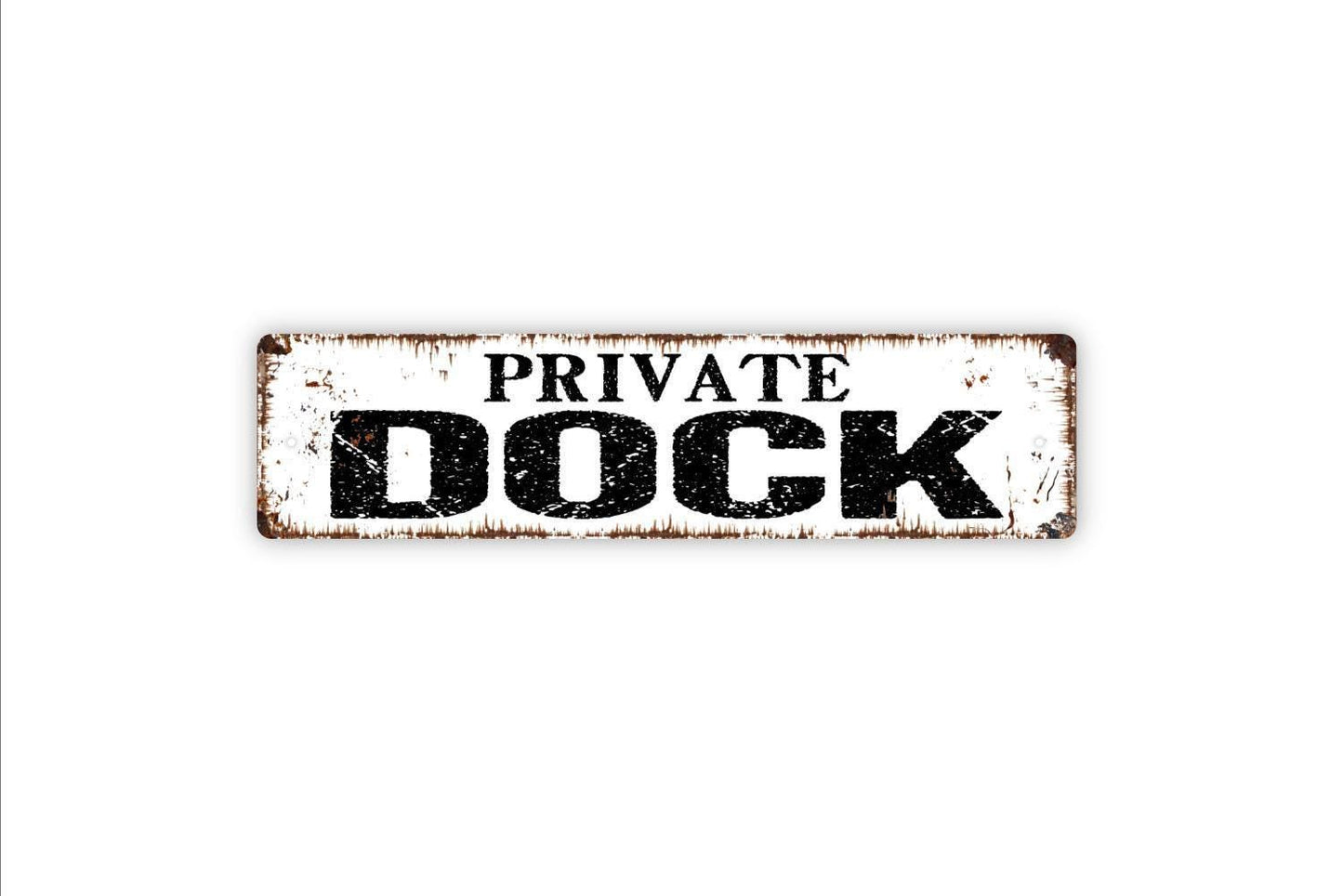 Private Dock Two Line Text Sign - No Trespassing Private Property Guests Owners Only Rustic Street Metal Sign or Door Name Plate Plaque