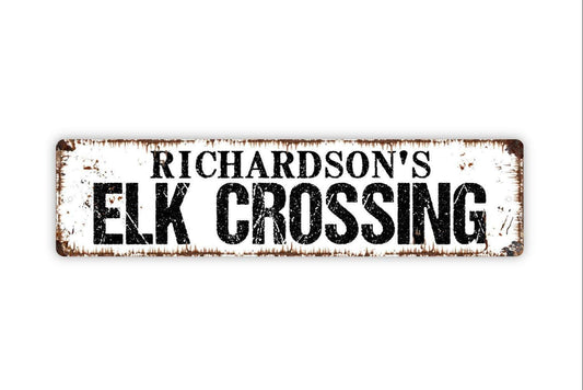 Personalized Elk Crossing Sign, Custom Metal Sign, Vinyl Sticker Or  Street Sign or Door Name Plate Plaque