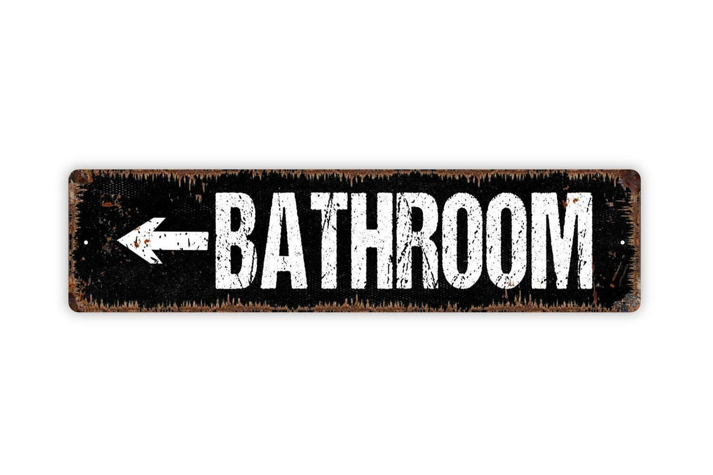 Bathroom With Arrow Sign | Restroom Directional Wall Sign | Metal Bathroom Sign or Vinyl Sticker for Home or Business