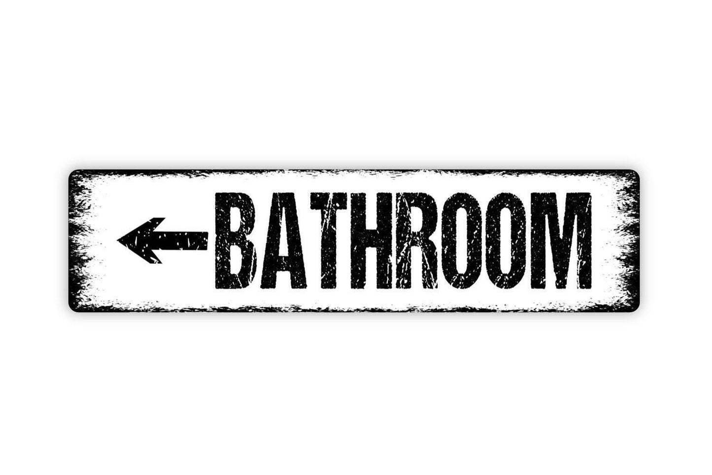 Bathroom With Arrow Sign | Restroom Directional Wall Sign | Metal Bathroom Sign or Vinyl Sticker for Home or Business