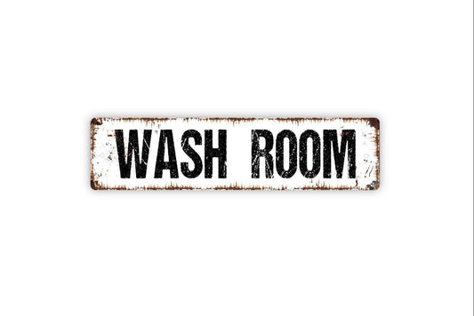 Wash Room Sign - Bathroom Restroom Water Closet El Bano Vinyl Sticker Or  Street Metal Sign or Door Name Plate Plaque