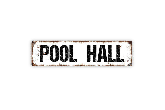 Pool Hall Sign - Pool Table Que Darts Billiards Bar Pub Tavern Vinyl Sticker Or  Street Metal Sign or Door Name Plate Plaque