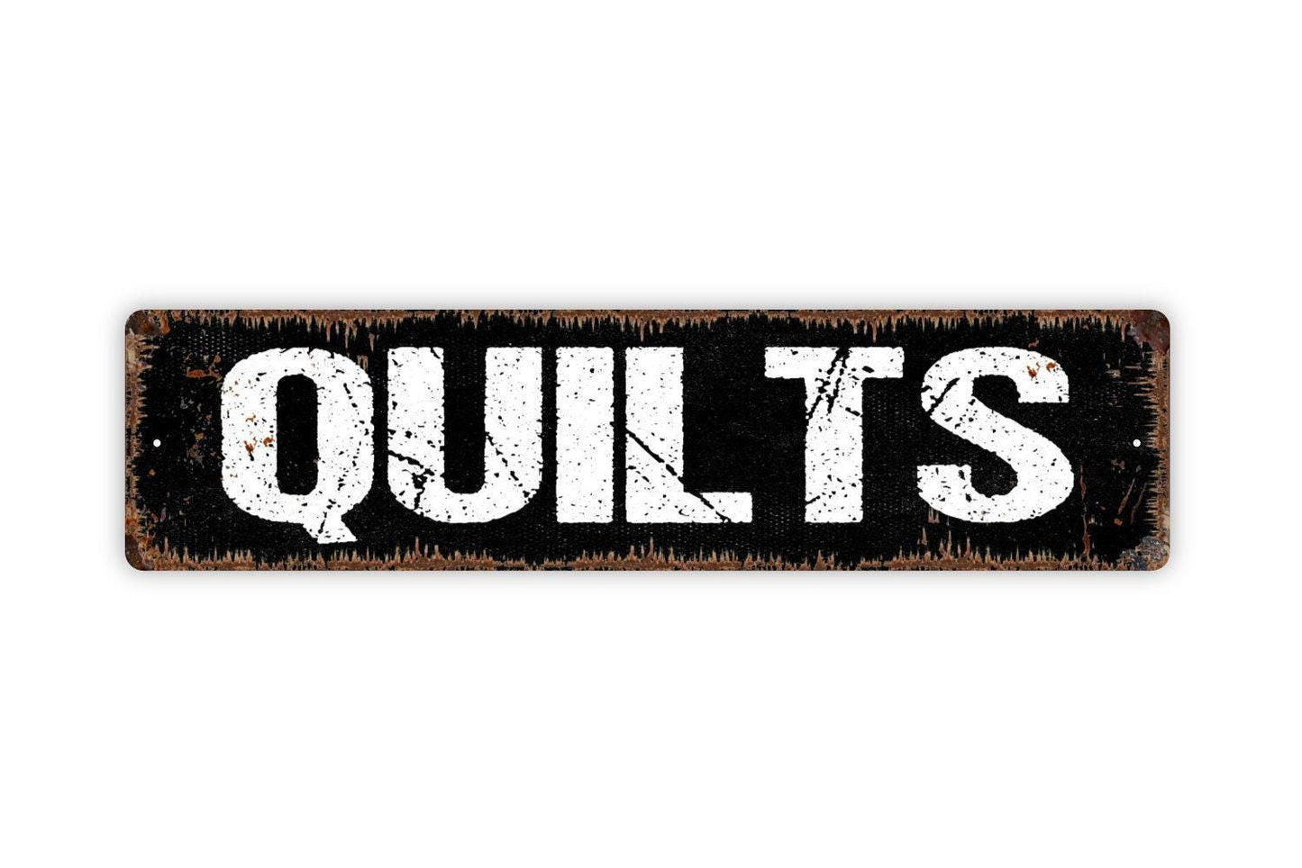 Quilts Sign | Rustic Farmhouse Sewing Room Decor | Metal Sign or Vinyl Sticker for Craft Room Quilt Shop Studio Home