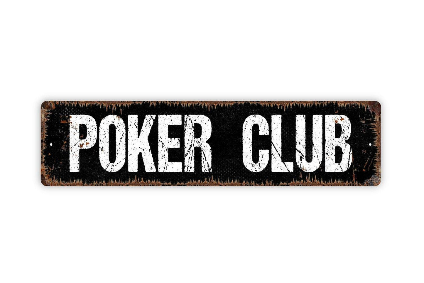Poker Club Sign | Rustic Game Room Wall Decor | Casino or Man Cave Sign | Custom Metal Sign or Vinyl Sticker | Bar or Lounge Wall Art