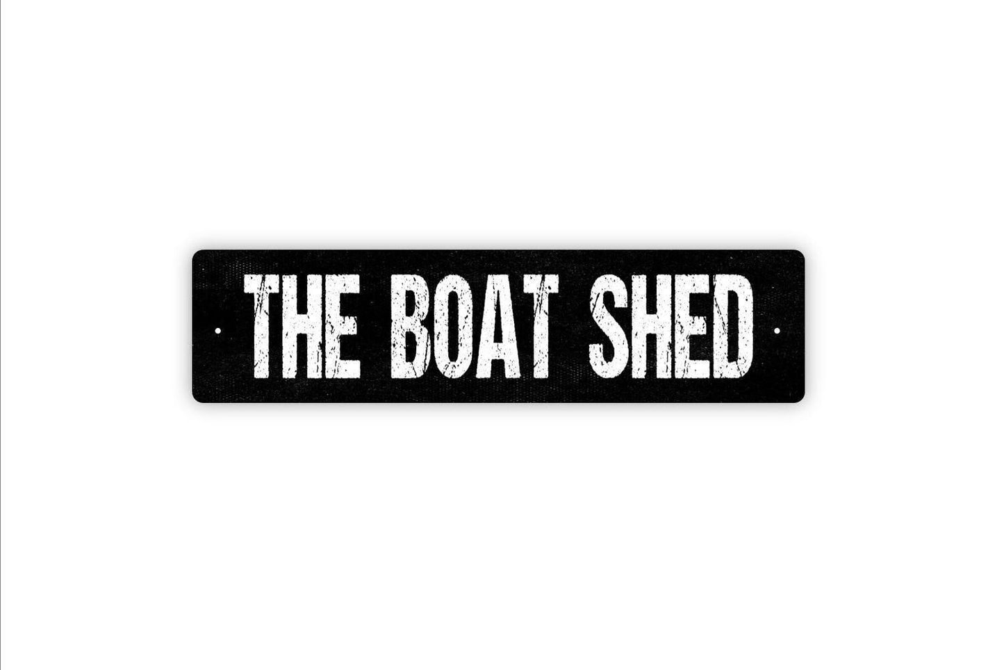 The Boat Shed Sign | Rustic Nautical Wall Sign for Lake House, Beach Home, or Marina | Rustic Metal Sign or Vinyl Sticker Coastal Décor