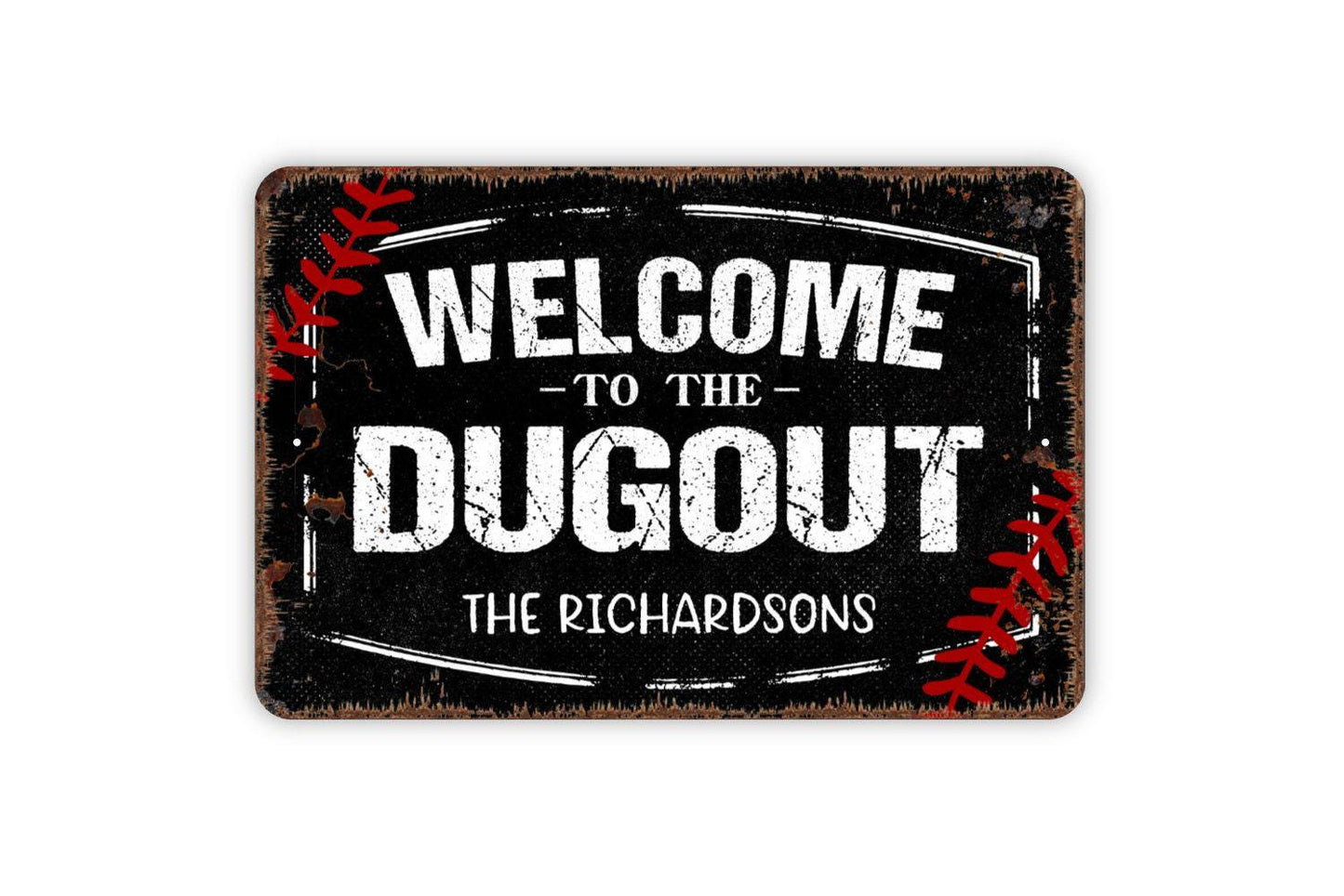 Personalized Welcome To The Dugout Sign - Custom Baseball Softball Metal Wall Art Indoor Or Outdoor
