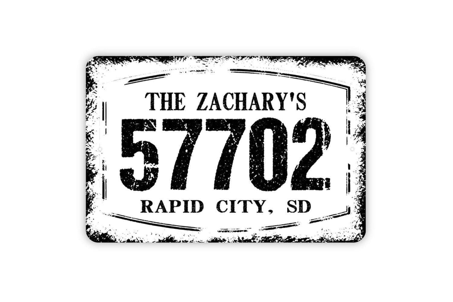 Personalized Zip Code City State Last Name Address Sign - Custom Metal Indoor or Outdoor Wall Art