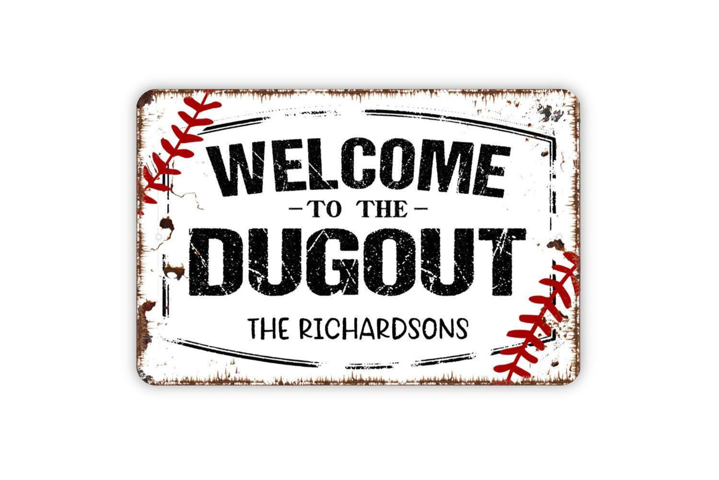 Personalized Welcome To The Dugout Sign - Custom Baseball Softball Metal Wall Art Indoor Or Outdoor