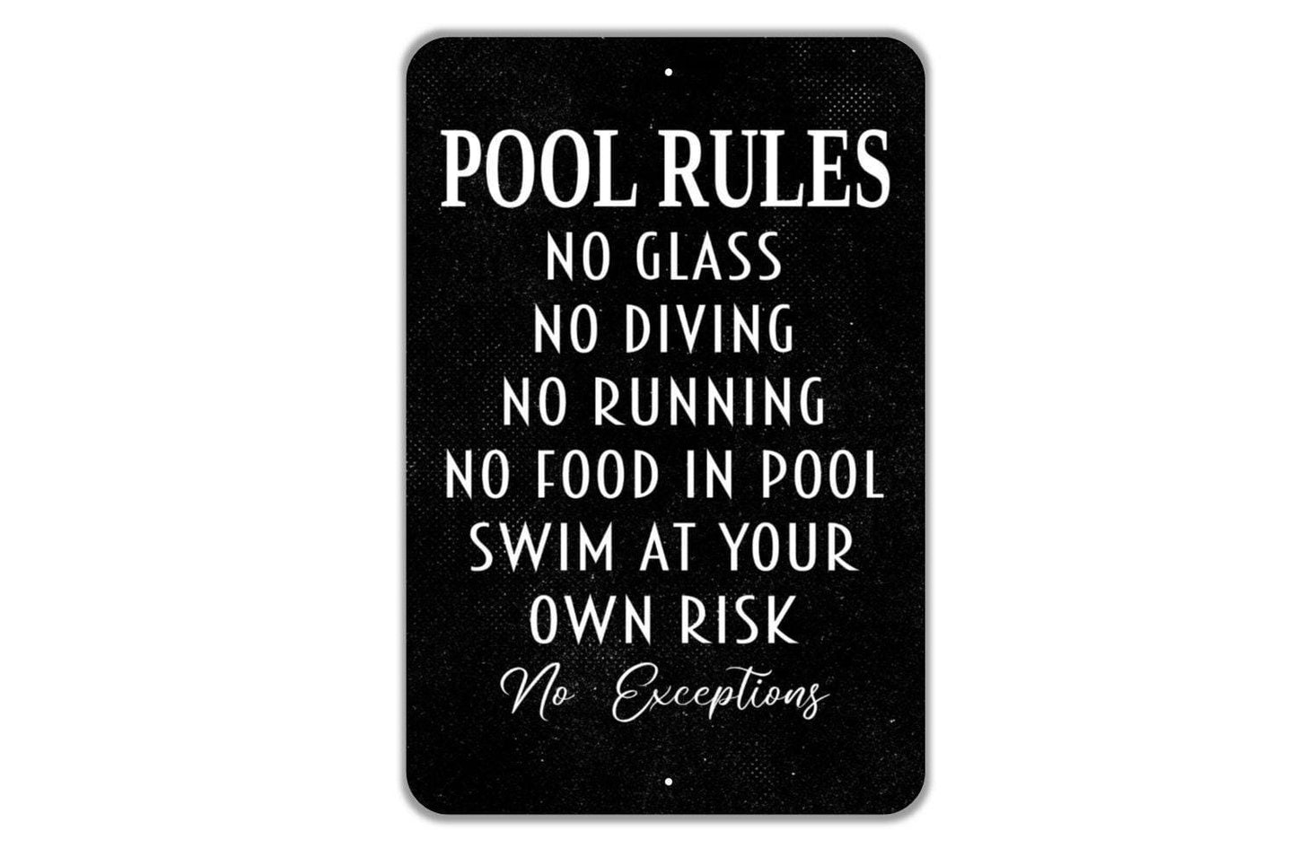 Personalized Custom Pool Rules Sign | Funny Swimming Pool Safety Decor | Metal Sign or Vinyl Sticker for Backyard Patio Deck