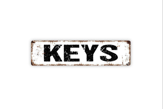 Keys Sign - Hang Keys Here Key Storage Vinyl Sticker Or  Street Metal Sign or Door Name Plate Plaque