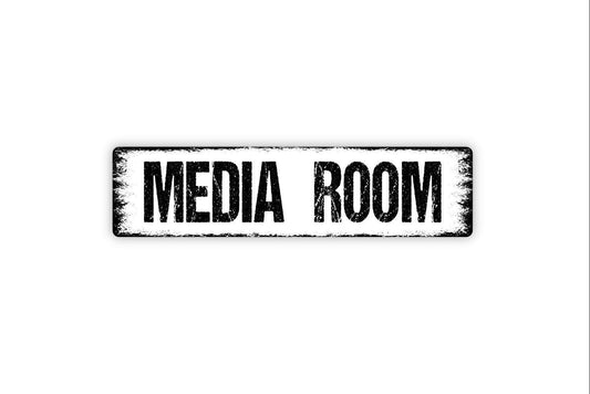 Media Room Sign | Home Theater Metal Sign or Vinyl Sticker | Movie Room, Entertainment, TV Room, Game Room, Man Cave, Family Room Wall Decor