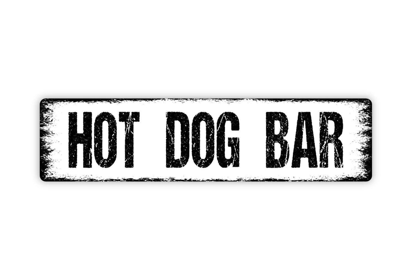 Hot Dog Bar Sign - Food Vendor Farmers Market Weiner Stand Vinyl Sticker Or  Street Metal Sign or Door Name Plate Plaque