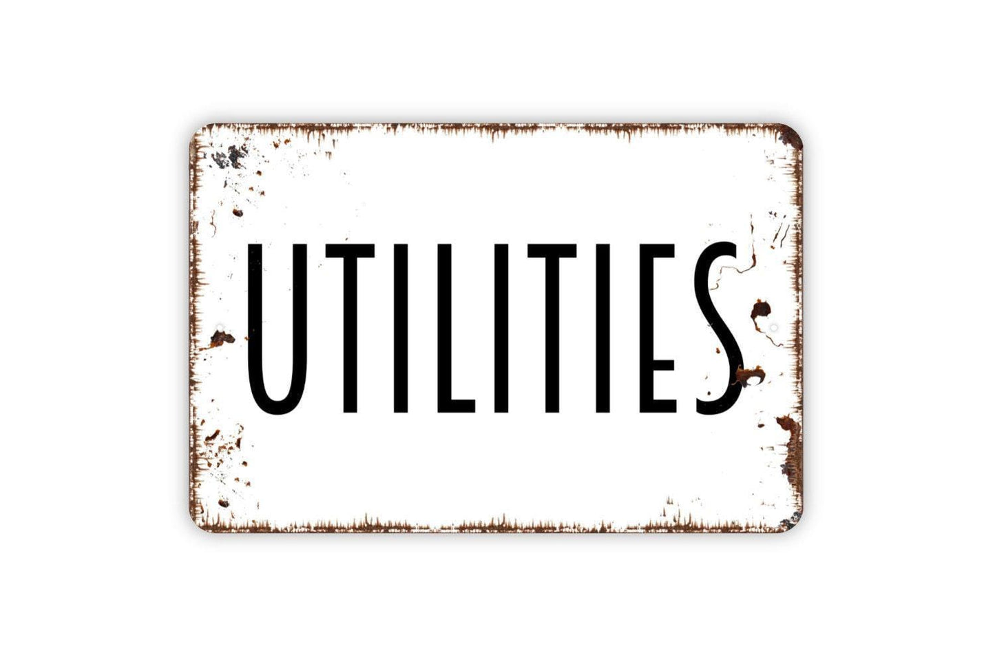Utilities Sign | Rustic Farmhouse Wall Decor | Laundry Room or Garage Sign | Custom Metal Sign or Vinyl Sticker | Country Home Wall Art