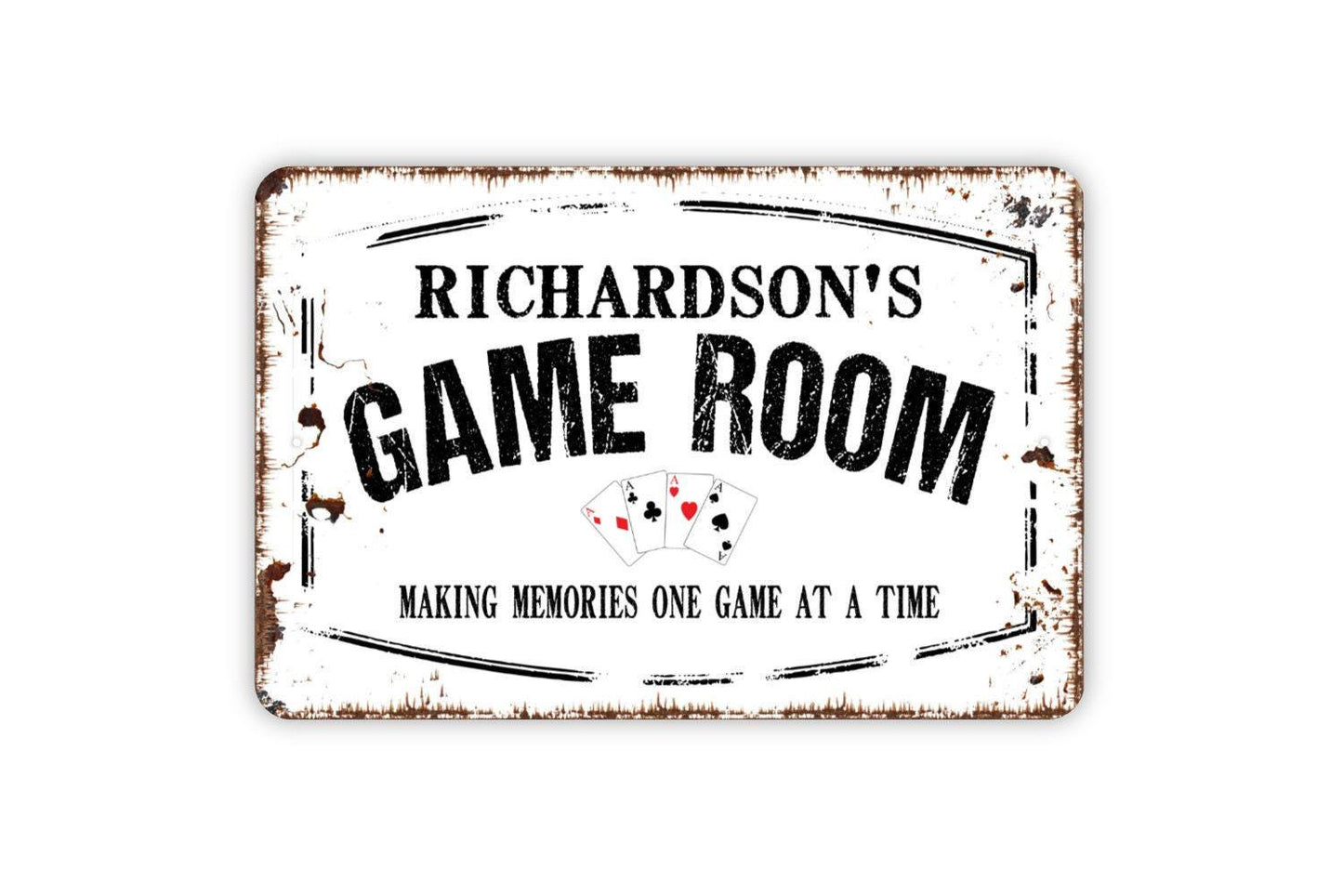 Personalized Game Room Sign Making Memories One Game At A Time | Custom Rustic Family Room or Man Cave Wall Sign | Metal or Vinyl Sticker