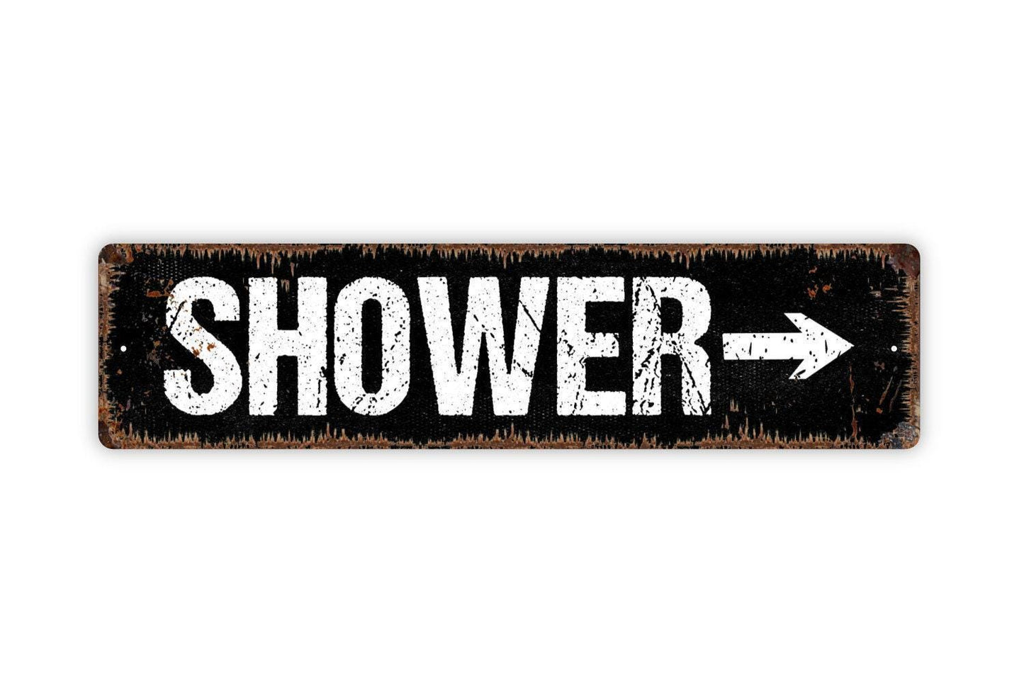 Shower With Arrow Sign | Bathroom, Spa, or Pool Directional Wall Sign | Shower Arrow Metal Sign or Vinyl Sticker Home & Guest Bath Décor